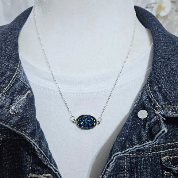 Fashion Blue Druzzy Stone Necklace - Picture 1 of 5